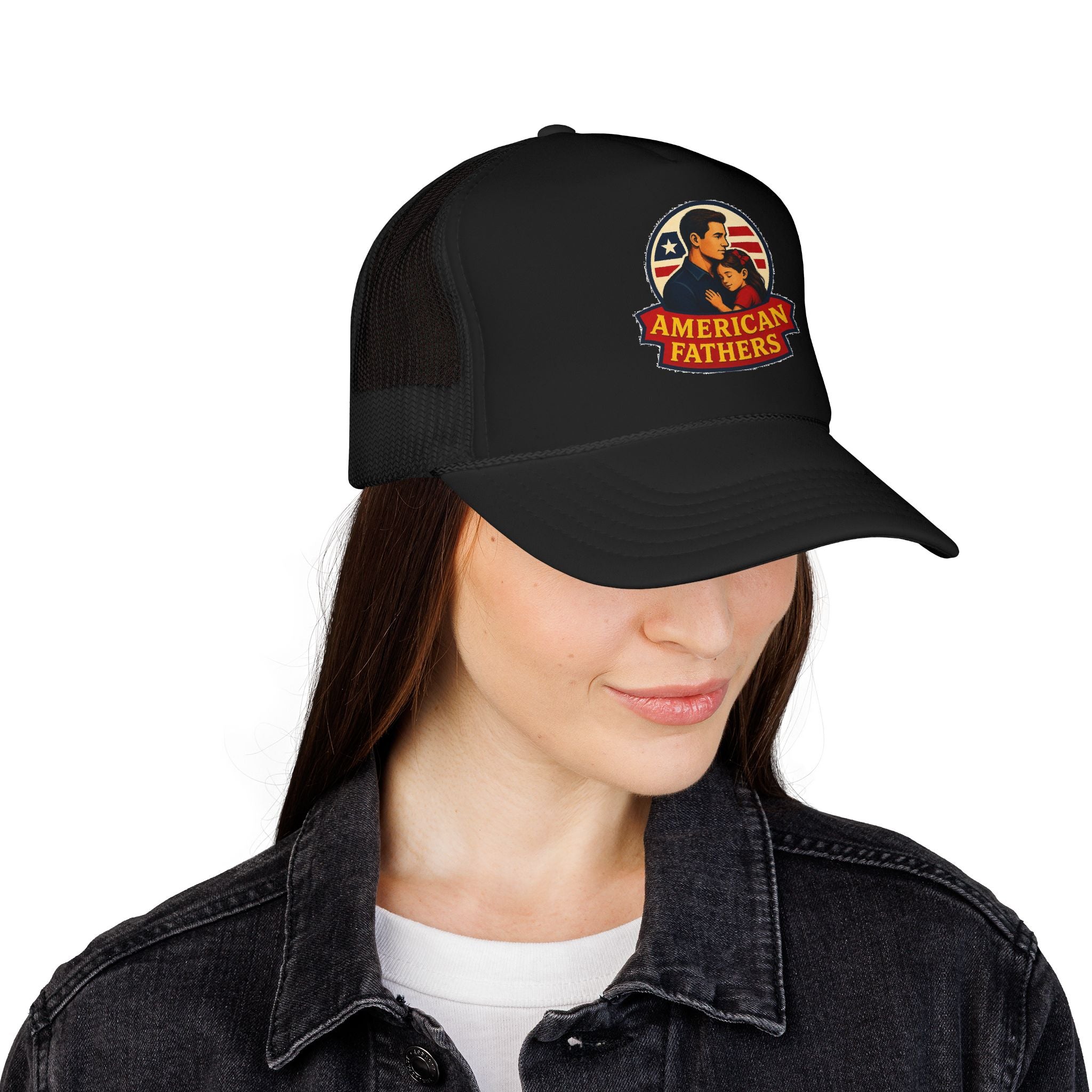 American Fathers Foam Trucker Hat — Patriotic Dad Cap