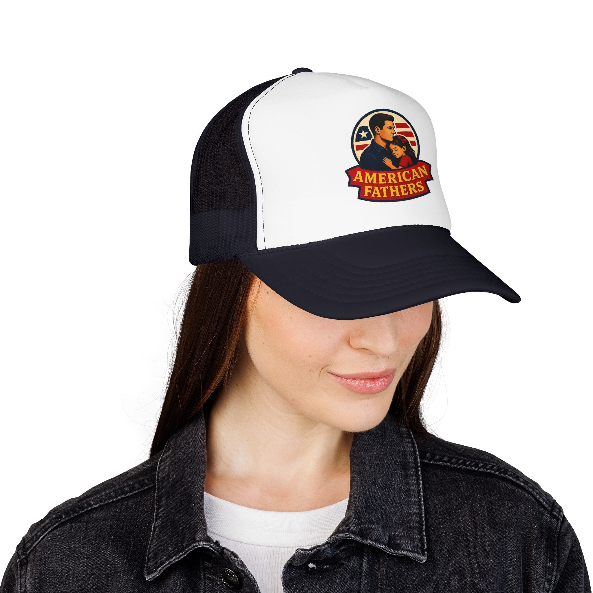 American Fathers Foam Trucker Hat — Patriotic Dad Cap