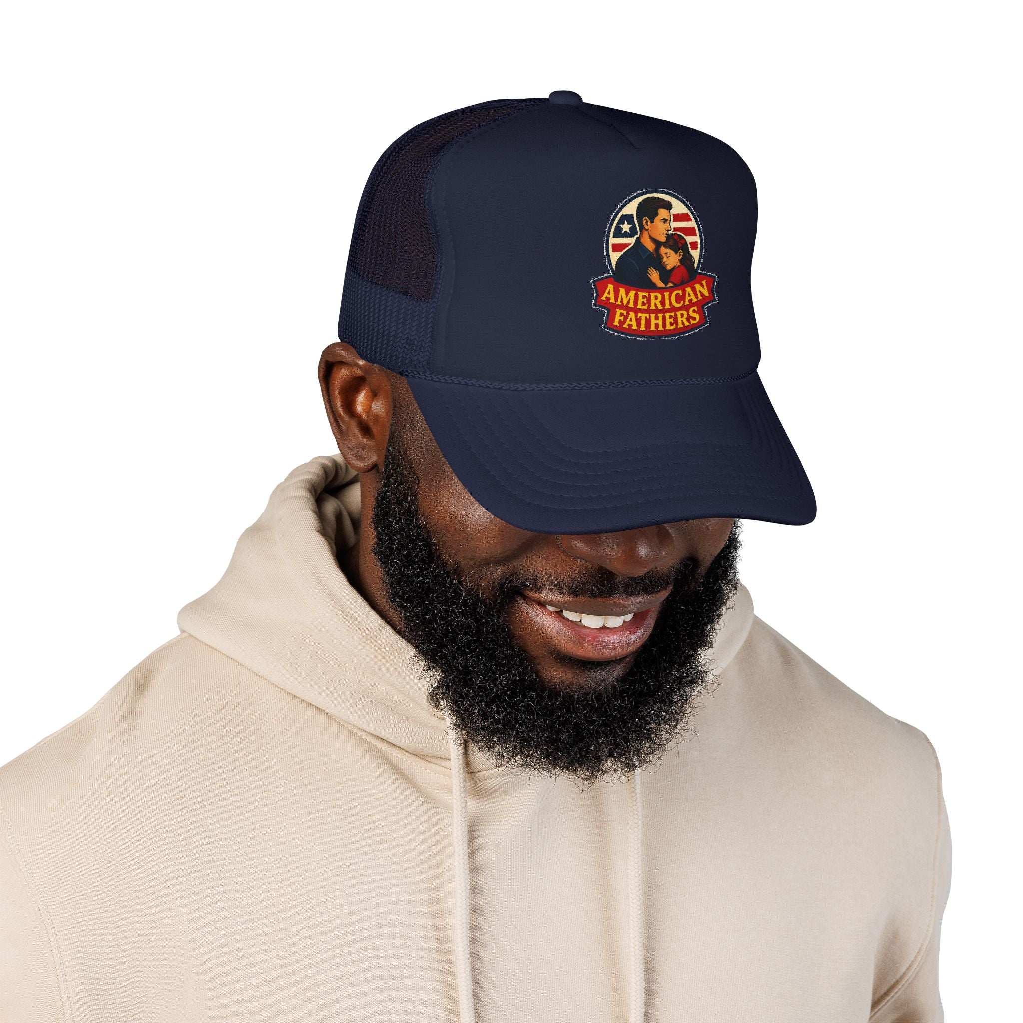American Fathers Foam Trucker Hat — Patriotic Dad Cap