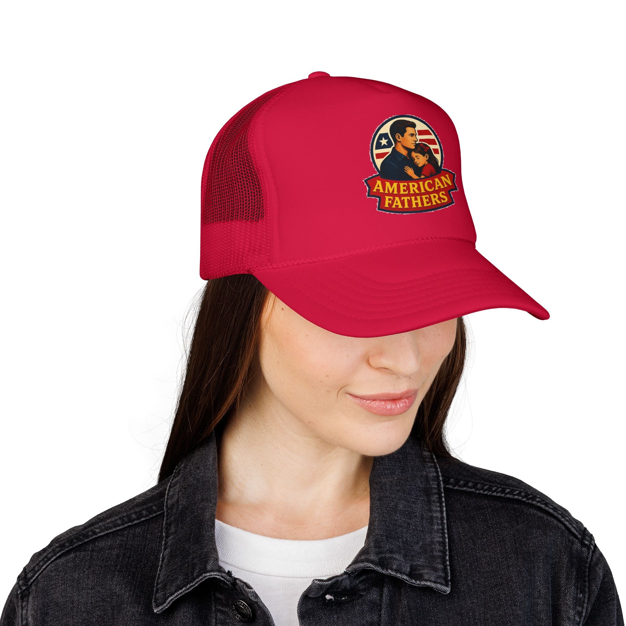 American Fathers Foam Trucker Hat — Patriotic Dad Cap