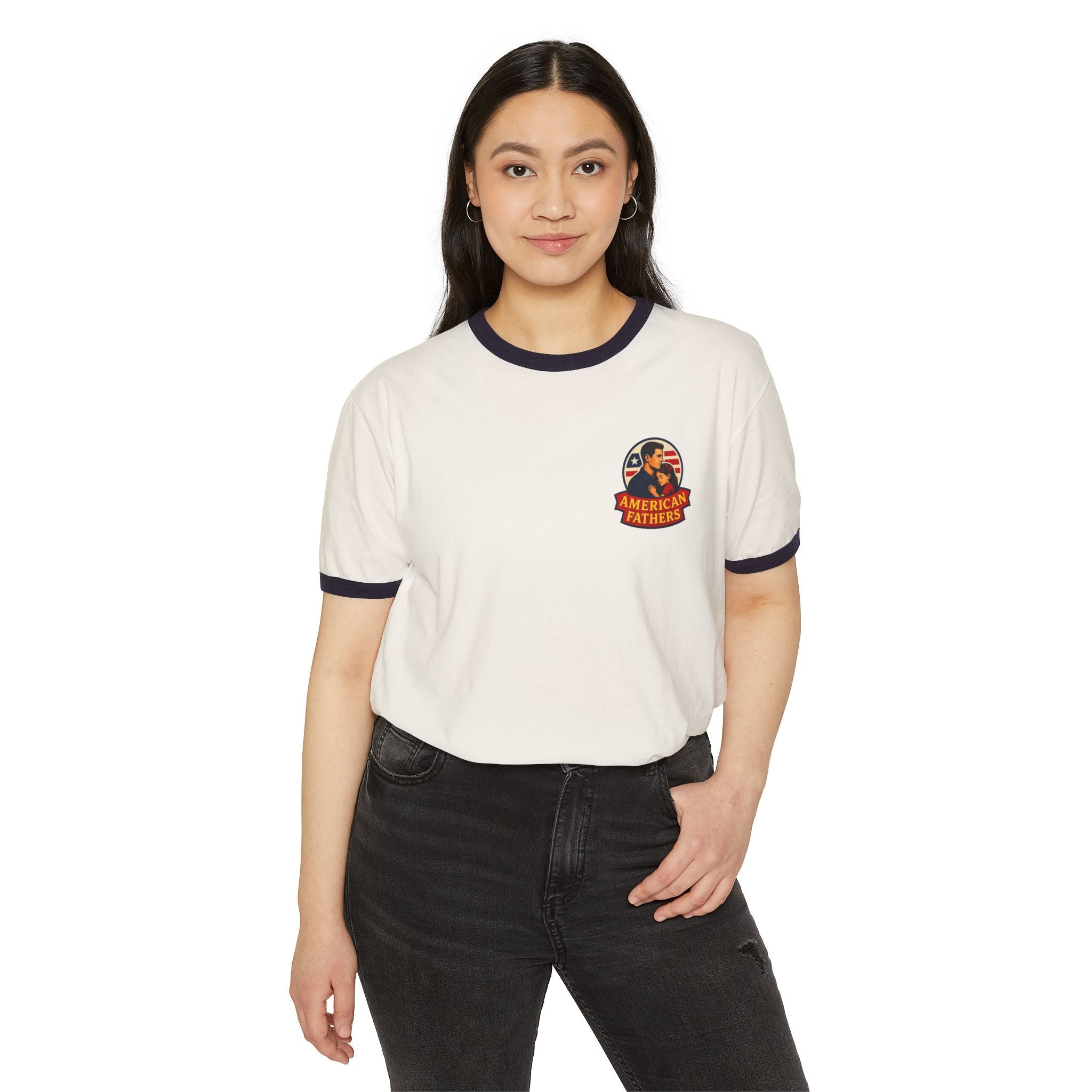 Kids First Ringer T-Shirt — Retro Poster Graphic